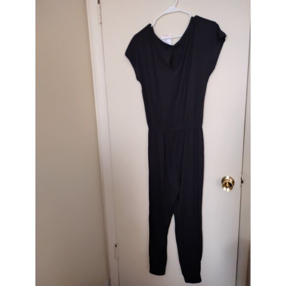 PRETTYGARDEN Women's Short Sleeve Drawstring Jumpsuit Black Size Small - Picture 2 of 4